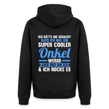 Patenonkel Pate Onkel - Unisex Premium Bio Zip Hoodie - Schwarz - Hinten - Nico (187cm)
