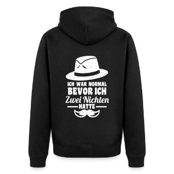 Patenonkel Pate Onkel - Unisex Premium Bio Zip Hoodie - Schwarz - Hinten - Nico (187cm)