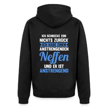 Patenonkel Pate Onkel - Unisex Premium Bio Zip Hoodie - Schwarz - Hinten - Nico (187cm)