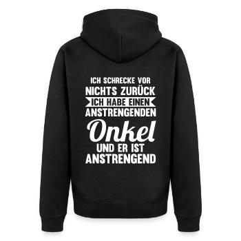 Patenonkel Pate Onkel - Unisex Premium Bio Zip Hoodie - Schwarz - Hinten - Nico (187cm)