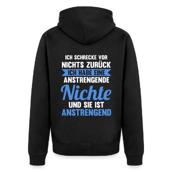 Patenonkel Pate Onkel - Unisex Premium Bio Zip Hoodie - Schwarz - Hinten - Nico (187cm)