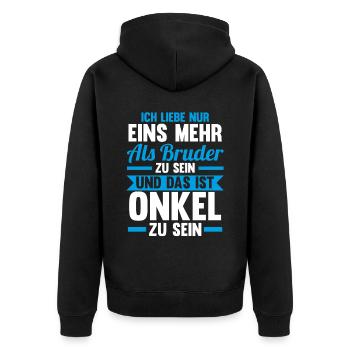 Patenonkel Pate Onkel - Unisex Premium Bio Zip Hoodie - Schwarz - Hinten - Nico (187cm)