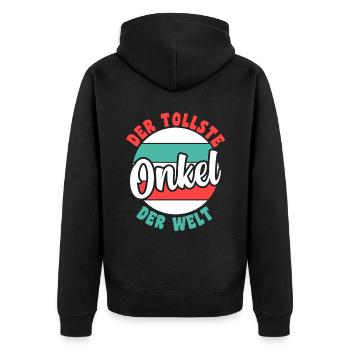Patenonkel Pate Onkel - Unisex Premium Bio Zip Hoodie - Schwarz - Hinten - Nico (187cm)