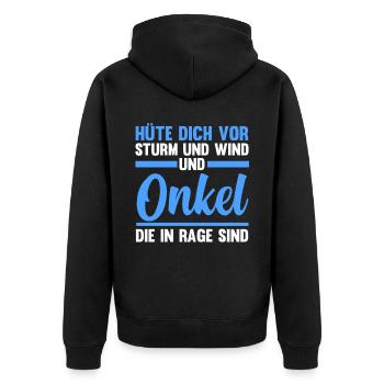 Patenonkel Pate Onkel - Unisex Premium Bio Zip Hoodie - Schwarz - Hinten - Nico (187cm)