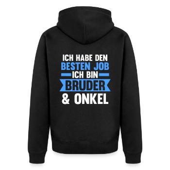 Patenonkel Pate Onkel - Unisex Premium Bio Zip Hoodie - Schwarz - Hinten - Nico (187cm)