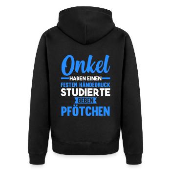Patenonkel Pate Onkel - Unisex Premium Bio Zip Hoodie - Schwarz - Hinten - Nico (187cm)