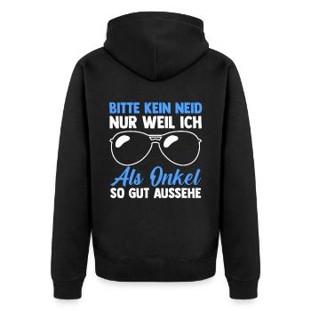 Patenonkel Pate Onkel - Unisex Premium Bio Zip Hoodie - Schwarz - Hinten - Nico (187cm)