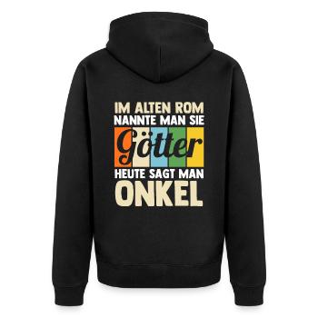 Patenonkel Pate Onkel - Unisex Premium Bio Zip Hoodie - Schwarz - Hinten - Nico (187cm)