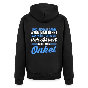 Patenonkel Pate Onkel - Unisex Premium Bio Zip Hoodie - Schwarz - Hinten - Nico (187cm)