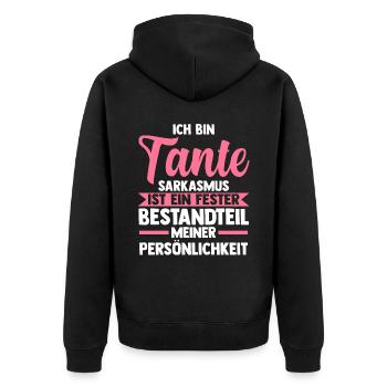 Patinntante Patin Tante - Unisex Premium Bio Zip Hoodie - Schwarz - Hinten - Nico (187cm)
