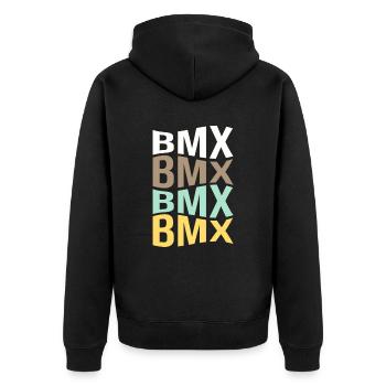 BMX - Unisex Premium Bio Zip Hoodie - Schwarz - Hinten - Nico (187cm)