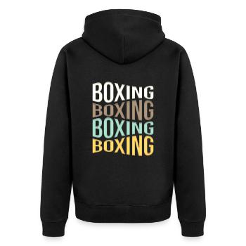 Boxing - Unisex Premium Organic Zip Hoodie - black - Back - Nico (187cm)