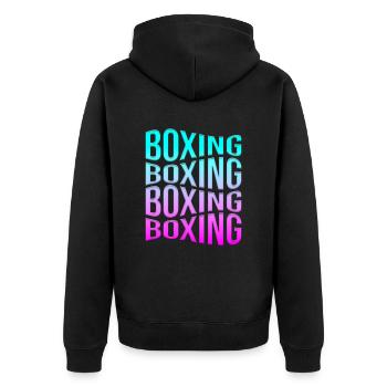 Boxing - Unisex Premium Organic Zip Hoodie - black - Back - Nico (187cm)
