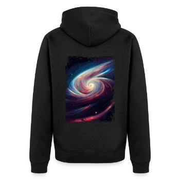 Space Galaxy Nebula Astronomiemuster - Unisex Premium Bio Zip Hoodie - Schwarz - Hinten - Nico (187cm)