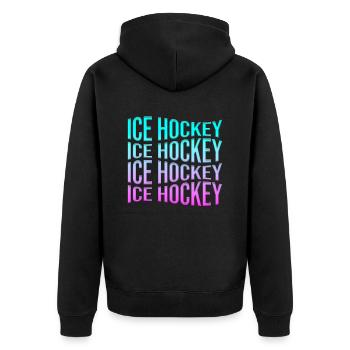 Eishockey - Unisex Premium Organic Zip Hoodie - black - Back - Nico (187cm)