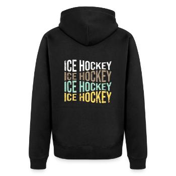 Eishockey - Unisex Premium Bio Zip Hoodie - Schwarz - Hinten - Nico (187cm)