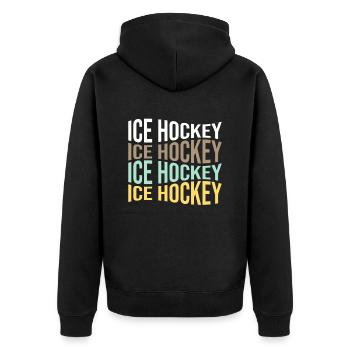 Eishockey - Unisex Premium Bio Zip Hoodie - Schwarz - Hinten - Nico (187cm)