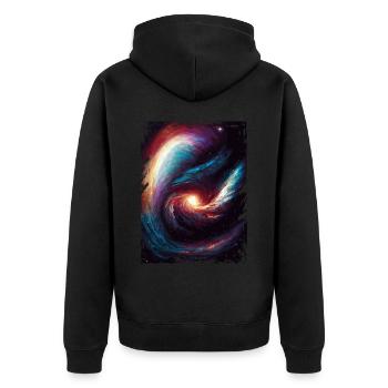 Weltraumgalaxie Nebula Galaktisches Astronomiemust - Unisex Premium Bio Zip Hoodie - Schwarz - Hinten - Nico (187cm)
