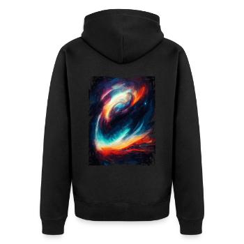 Space Galaxy Nebula Muster Stars Sky Cosmic - Unisex Premium Bio Zip Hoodie - Schwarz - Hinten - Nico (187cm)
