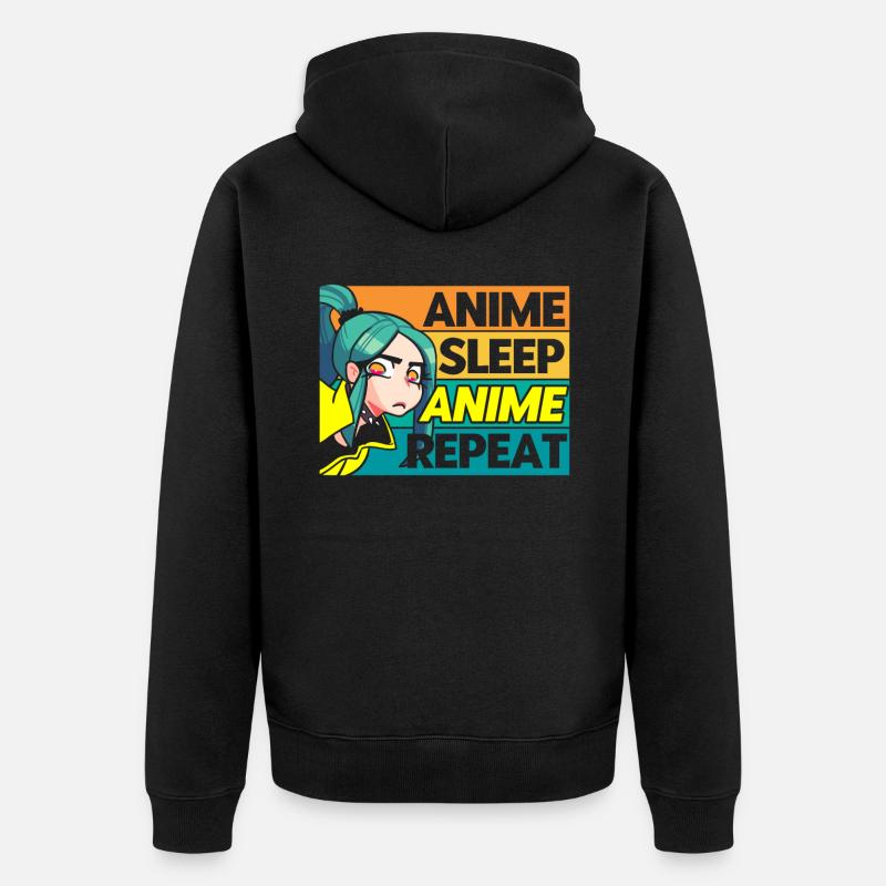 Anime Sommeil Anime Répétition - Veste à capuche bio Premium Unisexe - noir