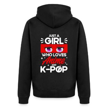 Just A Girl Who Loves Anime and K-Pop - Unisex Premium Organic Zip Hoodie - black - Back - Nico (187cm)