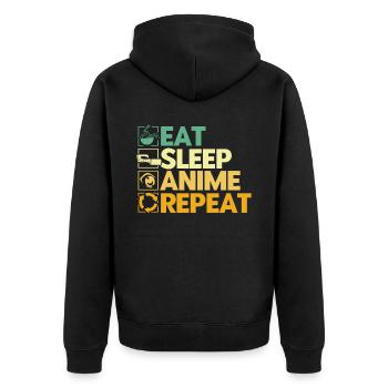 Eat Sleep Anime Repeat - Unisex Premium Organic Zip Hoodie - black - Back - Nico (187cm)