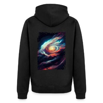 Space Galaxy Nebula Astronomiemuster - Unisex Premium Bio Zip Hoodie - Schwarz - Hinten - Nico (187cm)