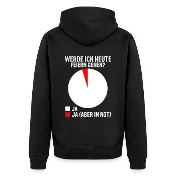 WERDE ICH HEUTE FEIERN GEHEN ? Party Feiern lustig - Unisex Premium Bio Zip Hoodie - Schwarz - Hinten - Nico (187cm)