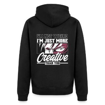 Je ne suis pas bizarre je suis juste plus créatif que toi - Veste à capuche bio Premium Unisexe - noir - Dos - Nico (187cm)