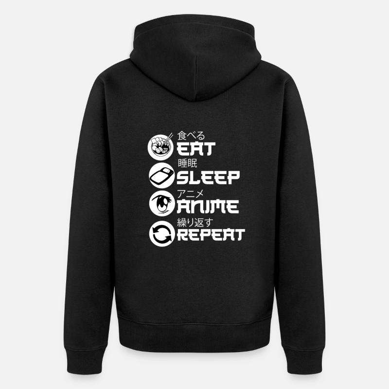 Eat Sleep Anime Repeat - Unisex Premium Organic Zip Hoodie - black