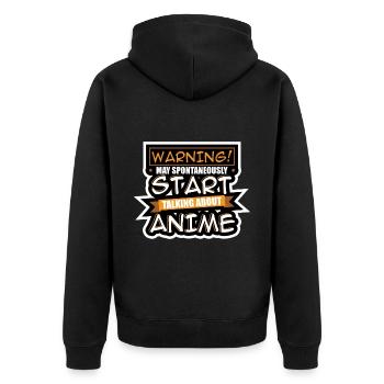 Warning May Spontaneously Start Talking Anime - Unisex Premium Organic Zip Hoodie - black - Back - Nico (187cm)