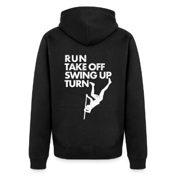 Lustiger Stabhochsprung Stabhochsprung - Unisex Premium Bio Zip Hoodie - Schwarz - Hinten - Nico (187cm)