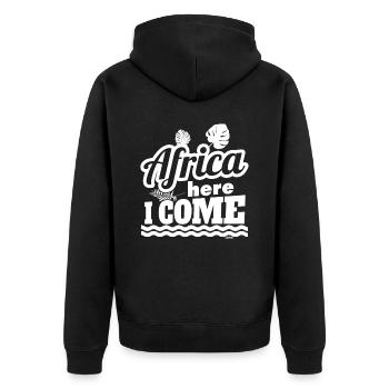 Afrika - Unisex Premium Bio Zip Hoodie - Schwarz - Hinten - Nico (187cm)