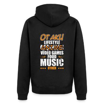 Otaku Lifestyle Anime Video Games Food Music - Unisex Premium Organic Zip Hoodie - black - Back - Nico (187cm)