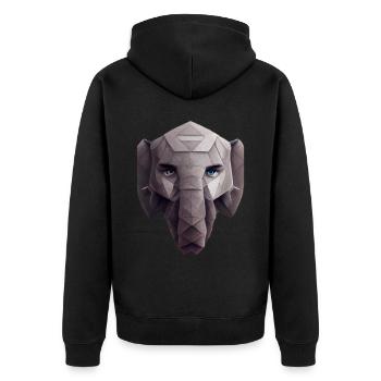 Netter Elefantenkopf Polygon niedriger Poly Elefan - Unisex Premium Bio Zip Hoodie - Schwarz - Hinten - Nico (187cm)