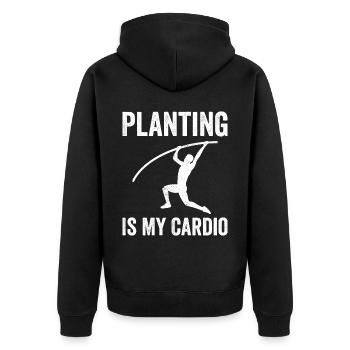 Lustiger Stabhochsprung Stabhochsprung - Unisex Premium Bio Zip Hoodie - Schwarz - Hinten - Nico (187cm)