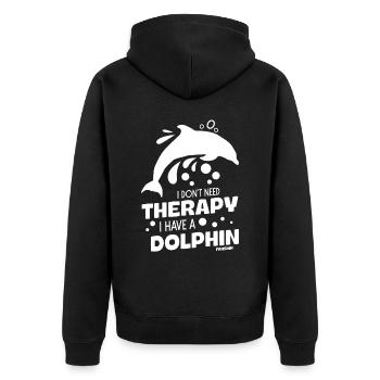 Delfin Delfinschule Säugetier Meer Delfinarium - Unisex Premium Bio Zip Hoodie - Schwarz - Hinten - Nico (187cm)