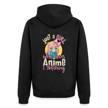 Just A Girl Who Loves Anime and Sketching - Unisex Premium Organic Zip Hoodie - black - Back - Nico (187cm)