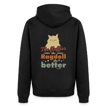 cute ragdoll cat - Unisex Premium Organic Zip Hoodie - black - Back - Nico (187cm)
