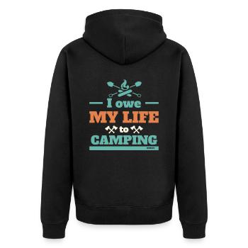 Ich widme mein Leben dem Camping - Unisex Premium Bio Zip Hoodie - Schwarz - Hinten - Nico (187cm)