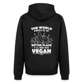vegane Mutter tolle Welt Veganismus Gemüse - Unisex Premium Bio Zip Hoodie - Schwarz - Hinten - Nico (187cm)