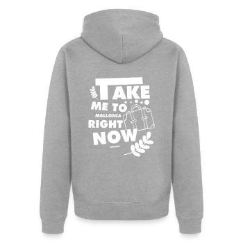 Mallorca Urlaub Reise Erholung - Unisex Premium Bio Zip Hoodie - Grau meliert - Hinten - Nico (187cm)