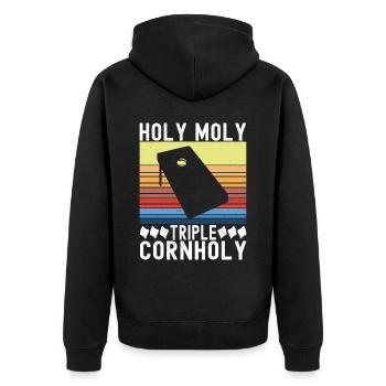 Cornhole Player Cornhole Board - Unisex Premium Organic Zip Hoodie - black - Back - Nico (187cm)