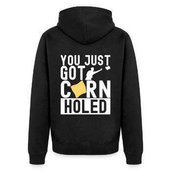 Cornhole Player Cornhole Board - Unisex Premium Organic Zip Hoodie - black - Back - Nico (187cm)