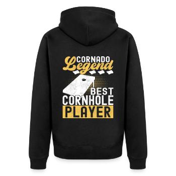 Cornhole Player Cornhole Board - Unisex Premium Organic Zip Hoodie - black - Back - Nico (187cm)