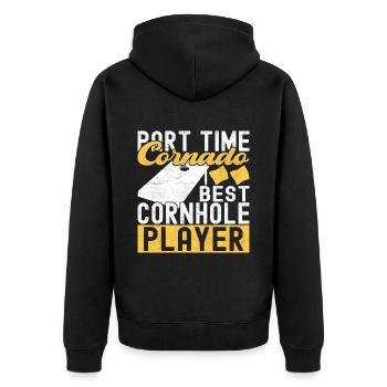 Cornhole Player Cornhole Board - Unisex Premium Organic Zip Hoodie - black - Back - Nico (187cm)