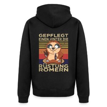 Biertrinker Spruch - Saufen - Männerabend - Unisex Premium Bio Zip Hoodie - Schwarz - Hinten - Nico (187cm)