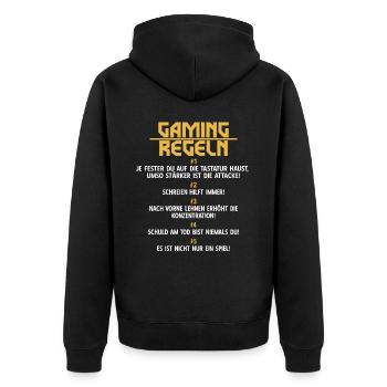 Gamer Regeln Logik Zocker Computer Konsole - Unisex Premium Bio Zip Hoodie - Schwarz - Hinten - Nico (187cm)