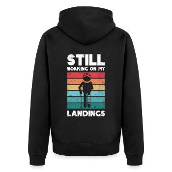 I'm still working on my landing design - Unisex Premium Organic Zip Hoodie - black - Back - Nico (187cm)
