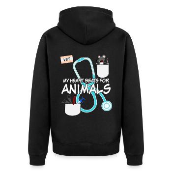 Tierarzt Veterinär Tiermedizin - Unisex Premium Bio Zip Hoodie - Schwarz - Hinten - Nico (187cm)